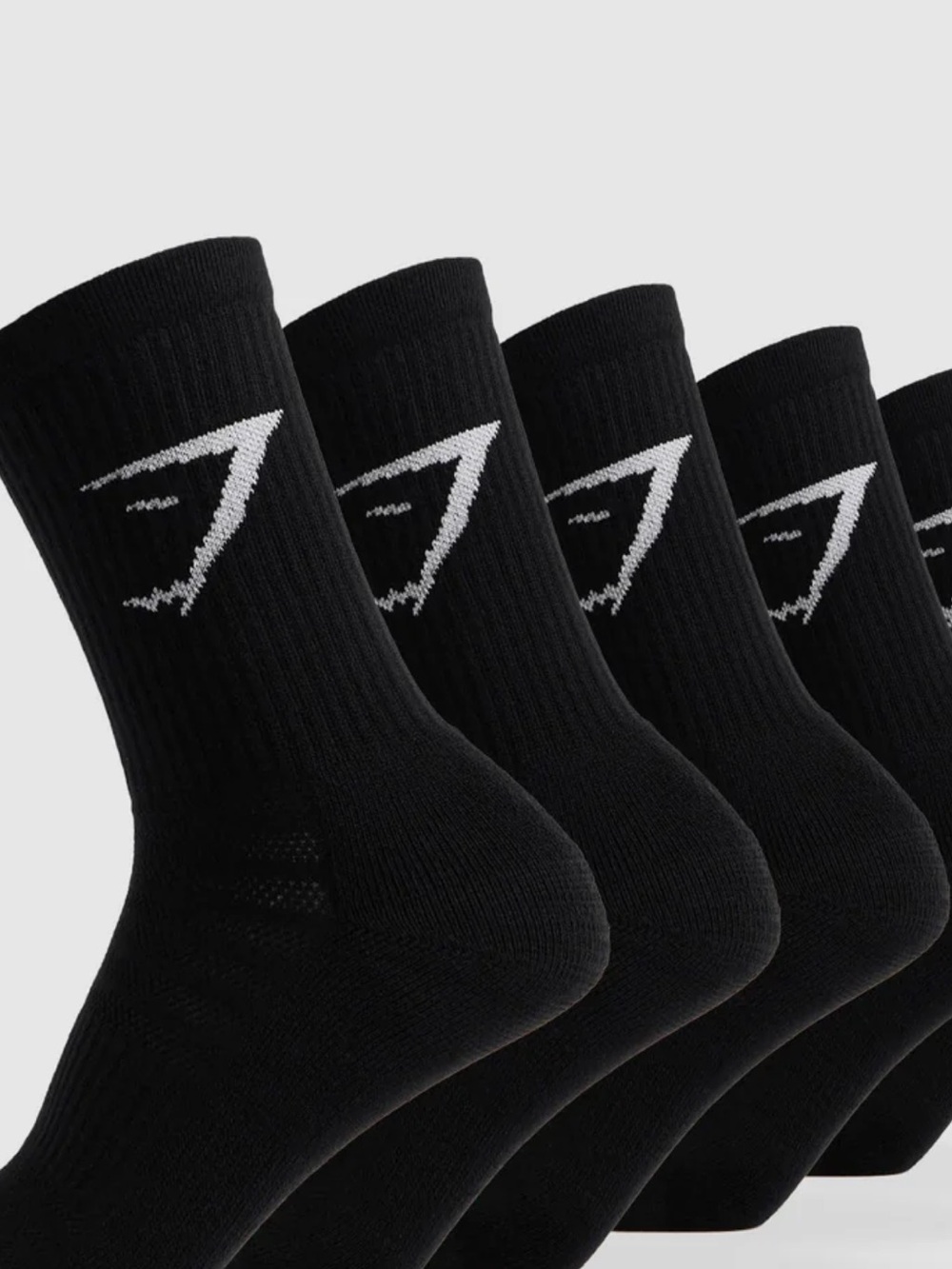 Gymshark Black Crew Socks with White Logo - 2 pack